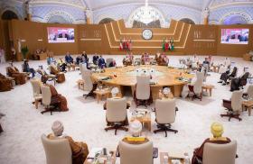 President Trump meets with Gulf leaders at the GCC summit in Riyadh on May 14, 2026 - source: Reuters